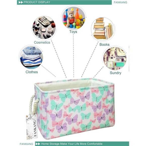 Rectangular Laundry Basket Nursery Storage Fabric Storage Bin Storage - Picture 4 of 8